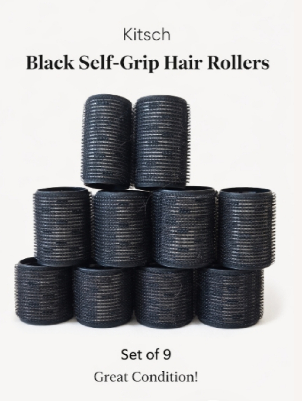 Kitsch Black Self‑Grip Hair Rollers – Set of 9